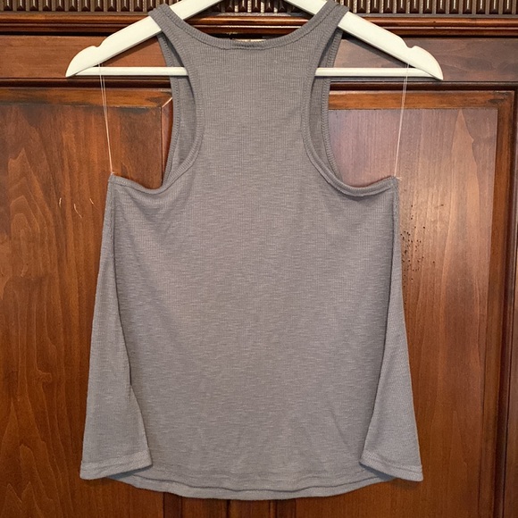 Free People Long Beach racer back ribbed grey swing tank trapeze - Picture 4 of 14
